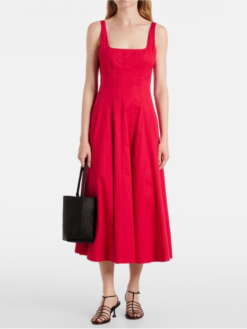 STAUD Wells Poplin Midi Dress 6